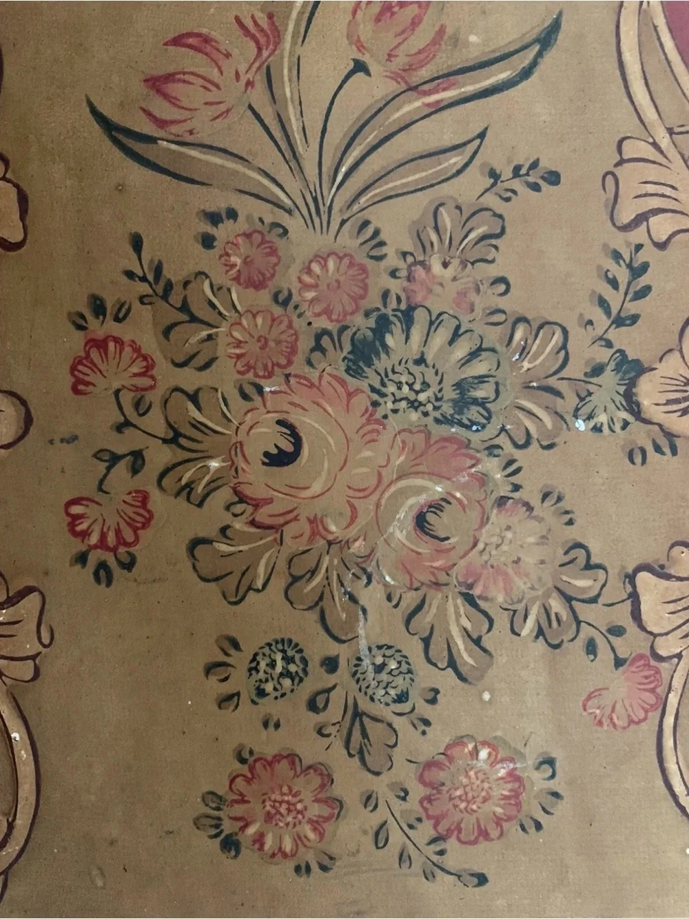 vintage red and gold colored ornate platter from japan